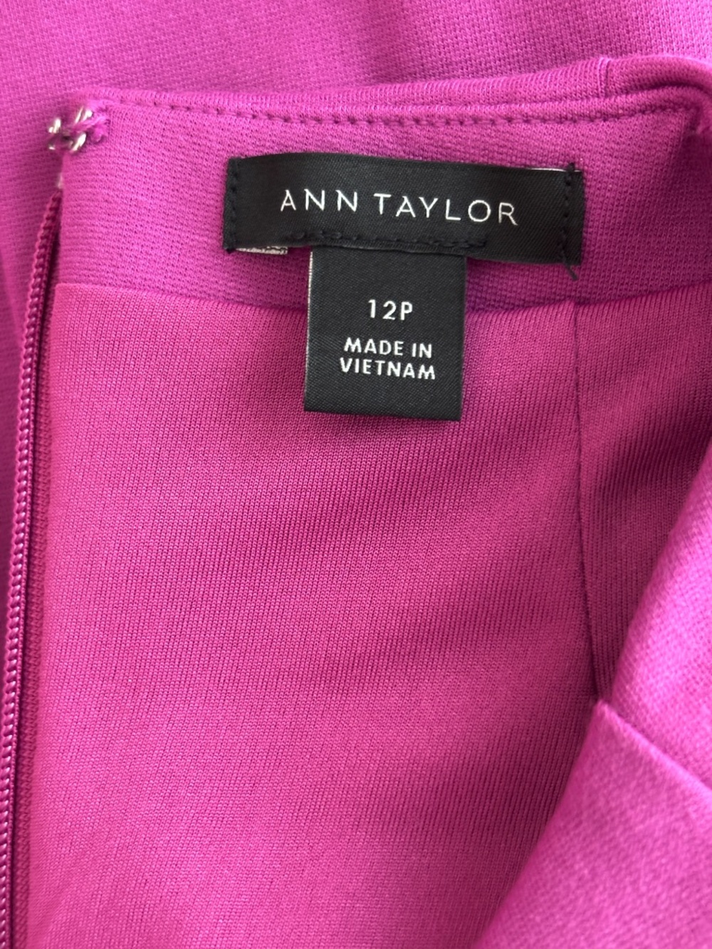 Ann Taylor Ponte Mock Neck Sheath Midi Dress - Fuchsia Size 12P - Picture 9 of 10